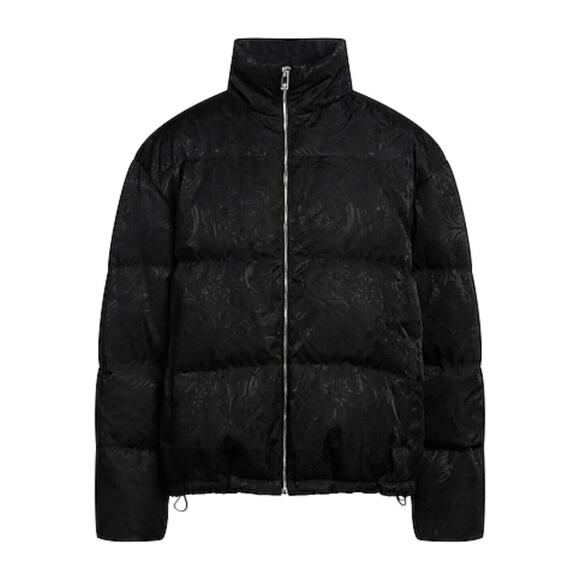 NWT Versace 54 XXL Barocco Jacquard Black Goose Down Hooded Puffer Jacket $2,425 - Picture 1 of 16
